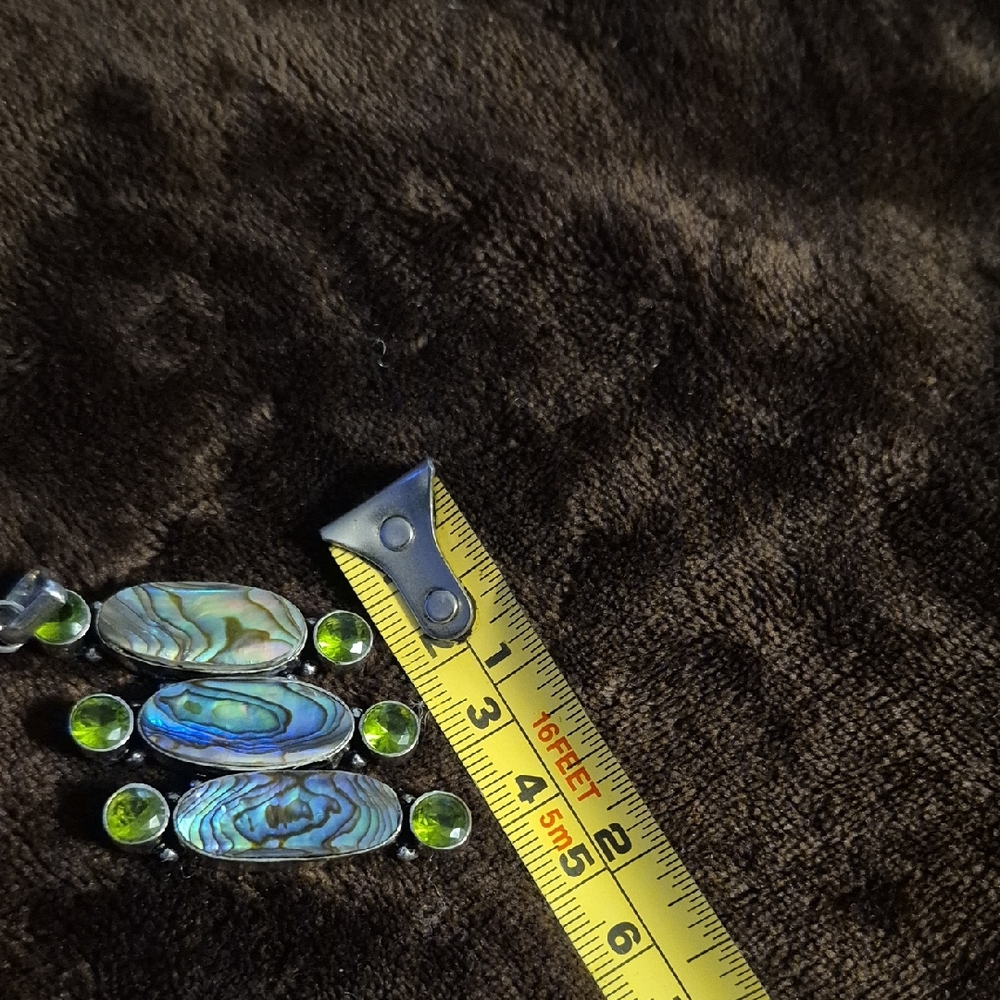 NEW-'Genuine -Abalone and Green Stone Pendant Only!